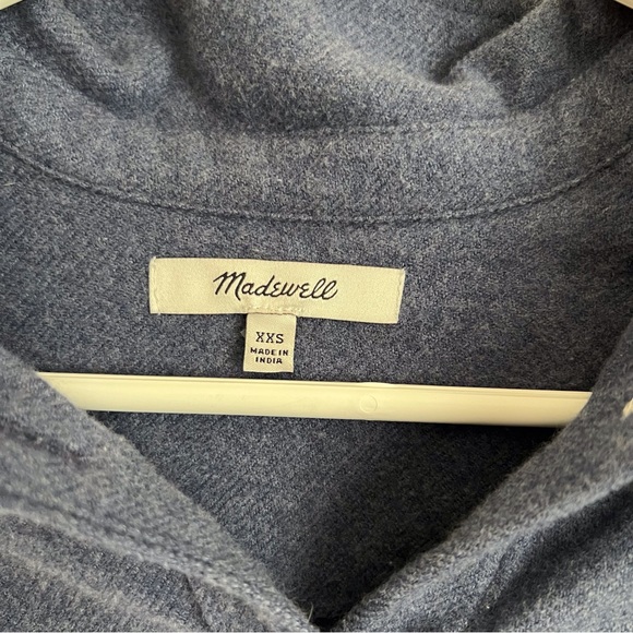 Madewell Button Down Flannel Side Button Oversized Ex-Boyfriend Shirt Blue XXS - Picture 4 of 10